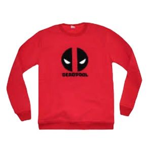 Marvel Deadpool Crewneck Pullover Sweatshirt Mens Large Red Black Long Sleeve